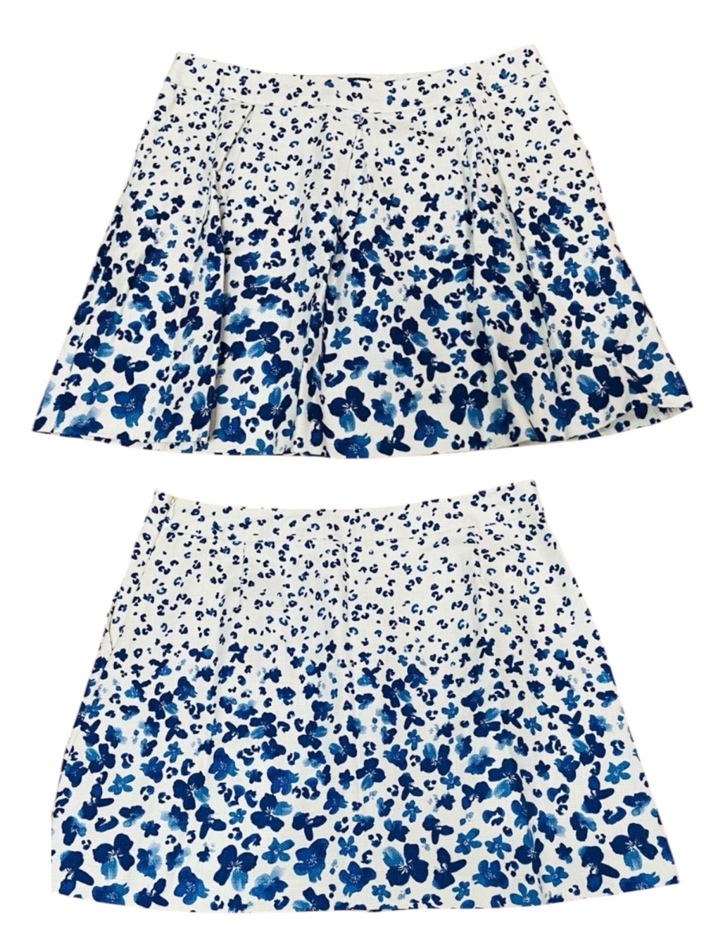 Banana Republic Floral Pleated White Blue Mini Skirt - Women’s 12